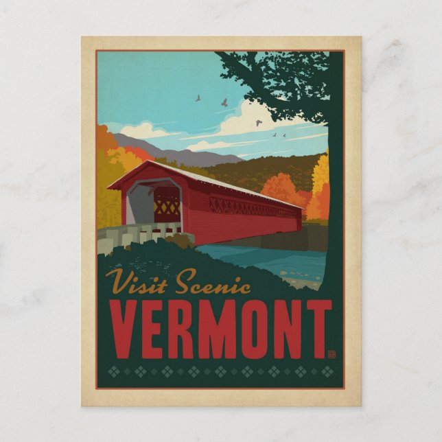 Postal De Anuncios Guardar la fecha -Visitar Scenic Vermont (Anverso)