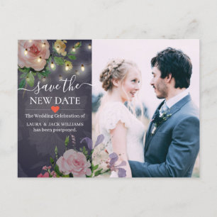 Postal De Anuncios Guardar la foto de aplazamiento de la boda Chic de