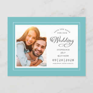 Postal De Anuncios Guardar la foto del Boda de la Moda Verde Azul Aqu