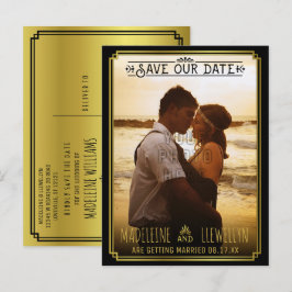 Postal De Anuncios Guardar la foto del Boda del deco de oro negro de