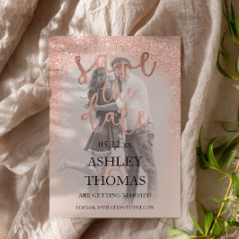 Postal De Anuncios Guardar la foto del guión del purpurina de oro del