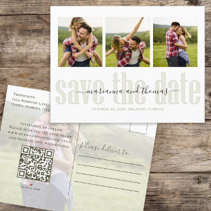 Postal De Anuncios Guardar la fotografía de fecha elegante simple tip