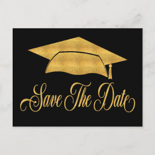 Postal De Anuncios Guardar La Graduación De Fecha - Faux Gold Grad Ca
