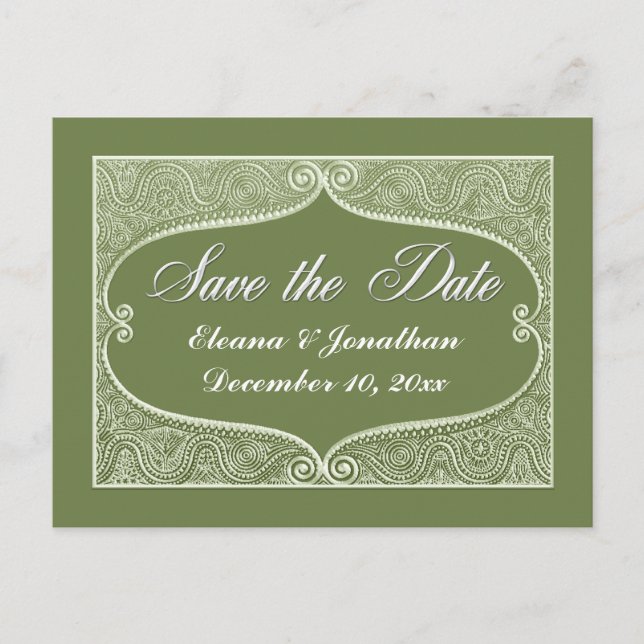 Postal De Anuncios Guardar la jade de filigree de la fecha plateada,  (Anverso)