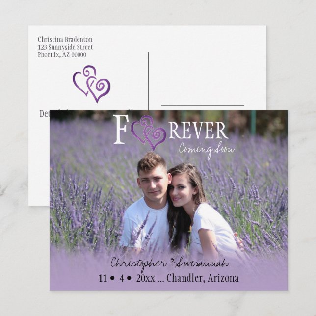 Postal De Anuncios Guardar Para Siempre La Fecha Corazones Vinculados (Anverso / Reverso)