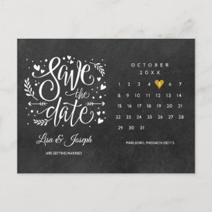Postal De Anuncios Guarde el cuadro de diálogo Gold Heart Date Calend