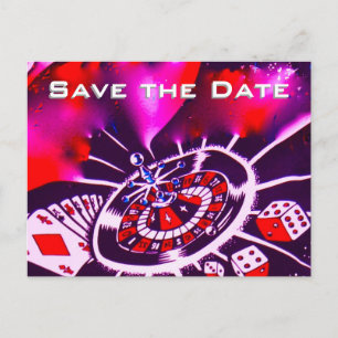 Postal De Anuncios Guarde la fecha Boda Casino Vegas Pasión Púrpura