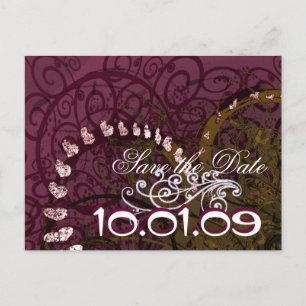 Postal De Anuncios Guarde la Fecha Corazones Deep Purple -