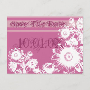 Postal De Anuncios Guarde la fecha Floral Frambuesa Púrpura Fuchsia