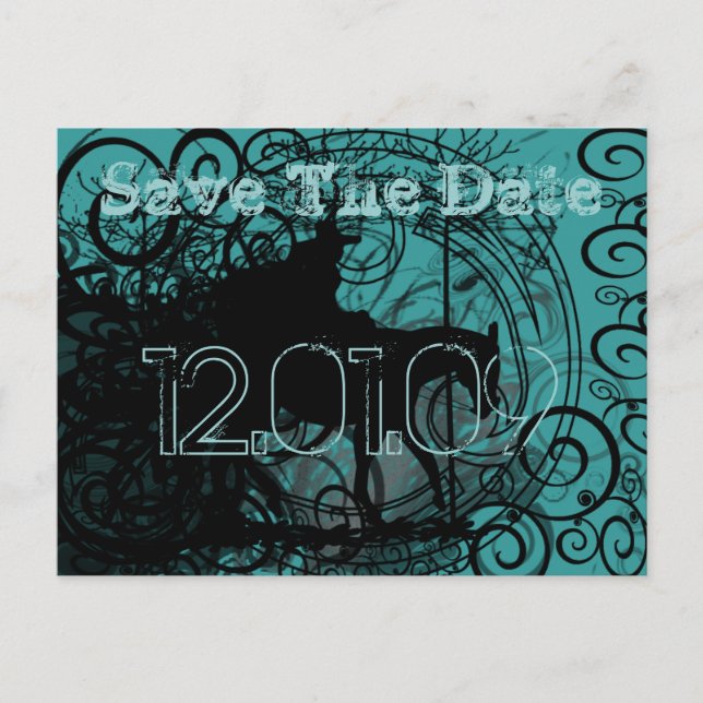 Postal De Anuncios Guarde la Fecha - Grunge Occidental - (Anverso)