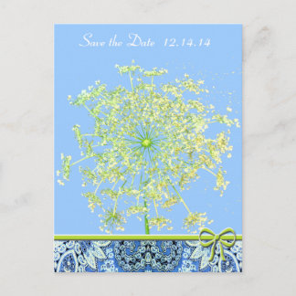 Postal De Anuncios Guarde la Fecha Lace de la Reina Ana Lapis Azul V