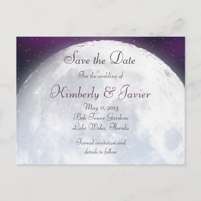 Postal De Anuncios Guarde la Fecha para Boda con Tema Espacial (Anverso)