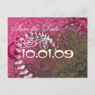 Postal De Anuncios Guarde la Fecha Rasberry Hearts - -