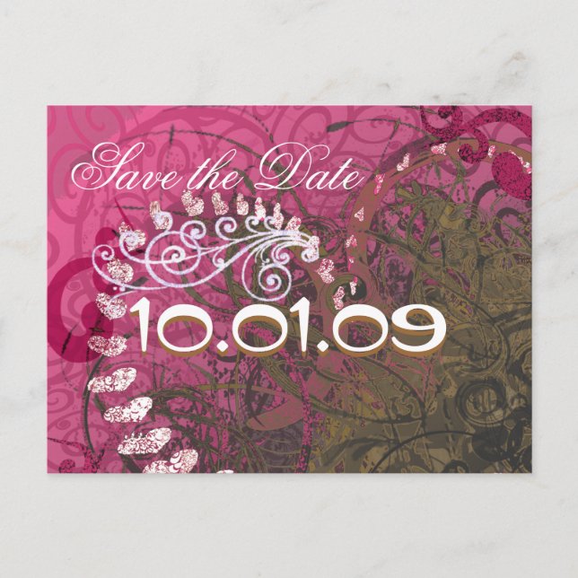 Postal De Anuncios Guarde la Fecha Rasberry Hearts - - (Anverso)