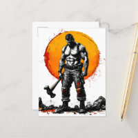 guerrero bárbaro medieval fantasía martillo fuerza