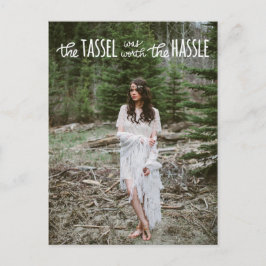 Postal De Anuncios Guión blanco de graduación | Guardar la foto de fe