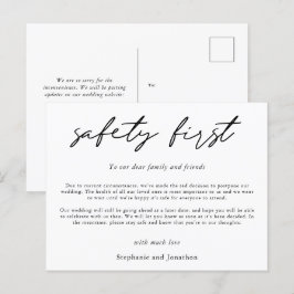 Postal De Anuncios Guión de aplazamiento de boda Seguridad primero CO