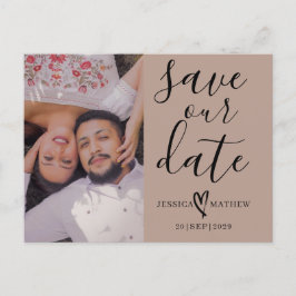 Postal De Anuncios Guión de aviso de fecha de salvación beige y negro