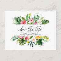 Guión de follaje acuarela tropical guardar la fech