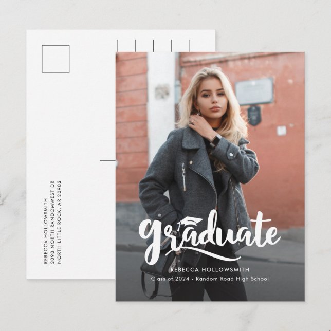 Postal De Anuncios Guión de foto de graduación 2025 Graduación (Anverso / Reverso)