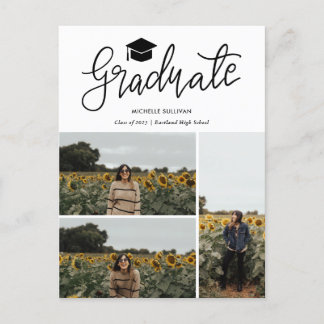 Postal De Anuncios Guión de graduado | Tres collage de fotos de gradu
