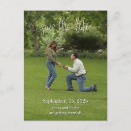 Postal De Anuncios Guión de letra blanca Guardar la fecha