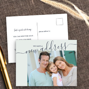 Postal De Anuncios Guión de nueva dirección Foto elegante en movimien