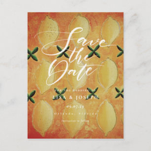 Postal De Anuncios Guión de país de fruta Lemons Guardar fecha