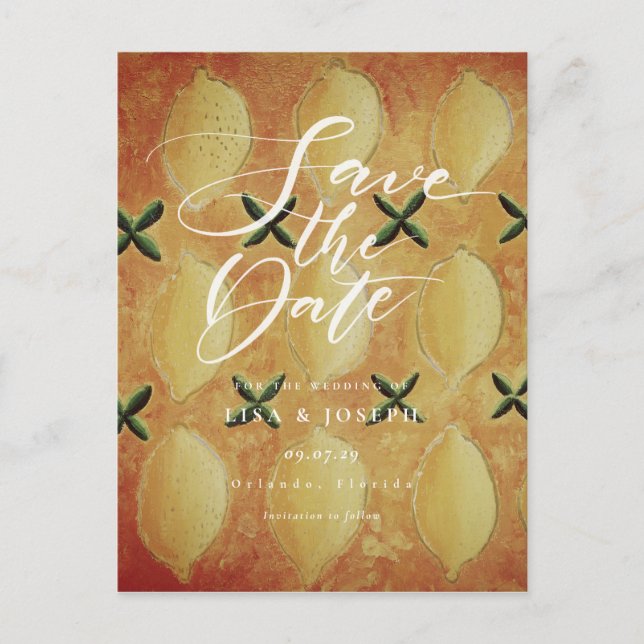 Postal De Anuncios Guión de país de fruta Lemons Guardar fecha (Anverso)