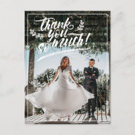 Postal De Anuncios Guión de pincel blanco ramitas gracias boda foto