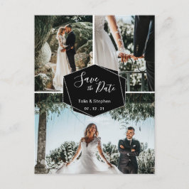 Postal De Anuncios Guión de pincel moderno Pareja 3 Foto Guardar nues