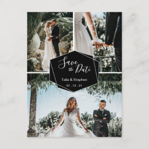 Postal De Anuncios Guión de pincel moderno Pareja 3 Foto Guardar nues