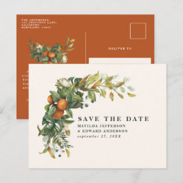 Postal De Anuncios Guión elegante boda cítrico botánico moderno