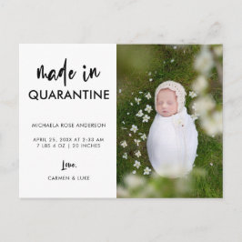 Postal De Anuncios Guión Hecho en Cuarentena Recién Nacido Elegante S
