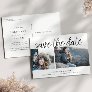 Postal De Anuncios Guión manuscrito dos foto Guardar la fecha