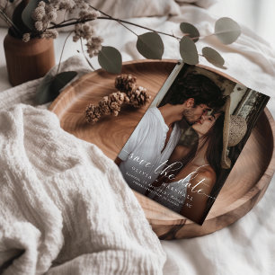 Postal De Anuncios Guión mínimo moderno Dos Bodas simples de fotos