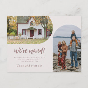 Postal De Anuncios Guion moderno dos foto de archivo hemos movido Pas