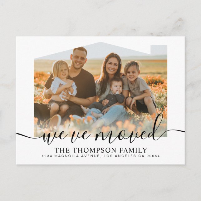 Postal De Anuncios Guión moderno Nos hemos mudado a nueva casa Foto M (Anverso)