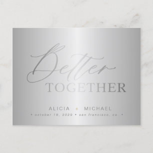 Postal De Anuncios Guión plateado mejor juntos fecha de boda guardada