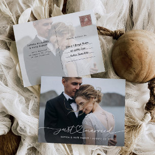 Postal De Anuncios Guión romántico de recién casados con corazón y fo