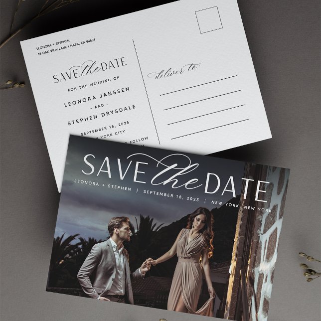 Postal De Anuncios Guión suave | Boda fotográfica Guardar la fecha (Subido por el creador)
