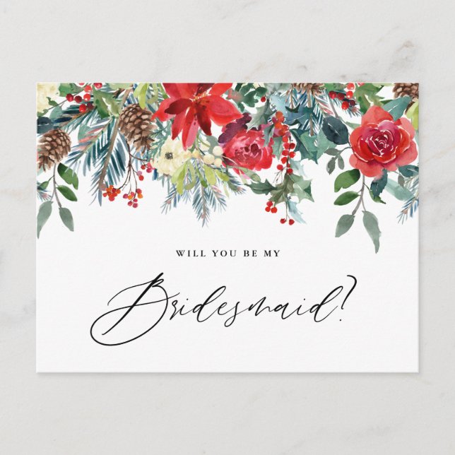 Postal De Anuncios Guirnalda Floral Festiva al Acuarela Sé Mi Dama de (Anverso)