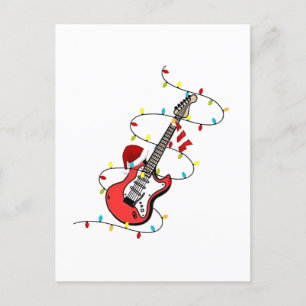Postal De Anuncios Guitarra Eléctrica Santa Claus Música Amante de la
