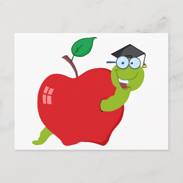 Postal De Anuncios Gusano Graduado personalizado En Apple (Anverso)
