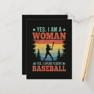 Postal De Anuncios Hablo con Fluidez Jugadora de Béisbol Fan