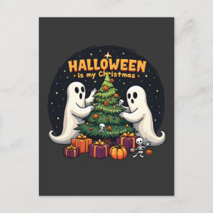 Postal De Anuncios Halloween es mi Navidad Divertido Fantasma Navidad