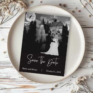 Postal De Anuncios Halloween Octubre Mansion Wedding Save The Date