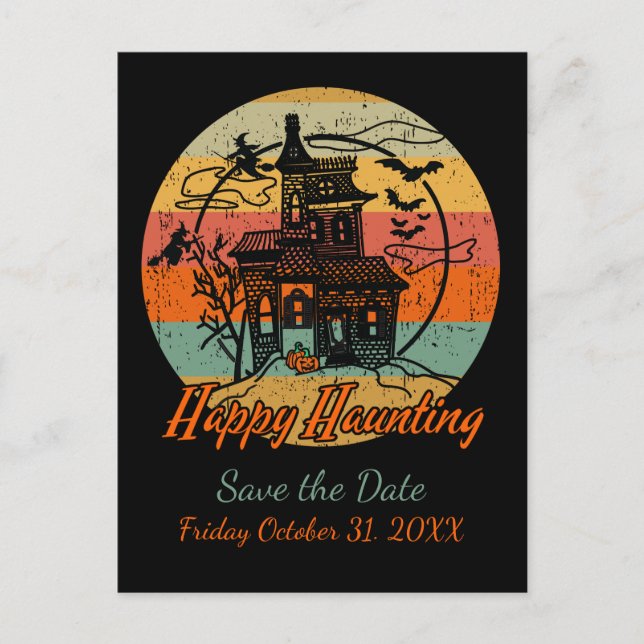 Postal De Anuncios Halloween Retro Feliz Haunting Haunting (Anverso)