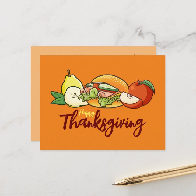 Postal De Anuncios Hamburguesa personalizable y acción de gracias de  (Anverso/Reverso In Situ)