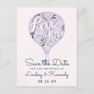 Postal De Anuncios Hand Lettered Love Globo Aerostático Lavanda Guard